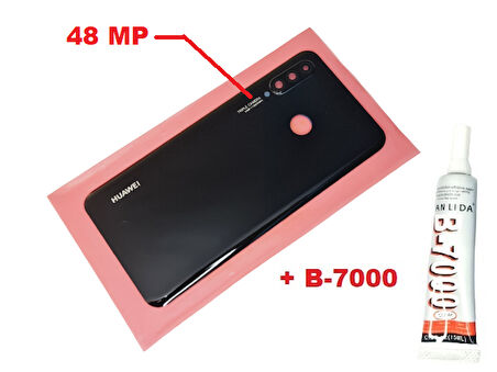 Huawei Uyumlu P30 Lite Arka Kapak (Kamera Lensli 48 MP CAM+B-7000) SİYAH