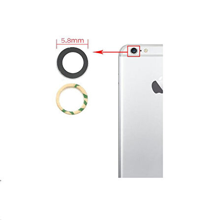 Tkgz İPhone 6S PLUS Arka Kamera Camı Lens Yapışkanlı