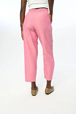 KADIN BELİ LASTİKLİ REGULAR DÜZ RENK PANTOLON