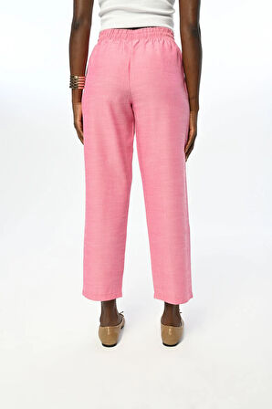 KADIN BELİ LASTİKLİ REGULAR DÜZ RENK PANTOLON