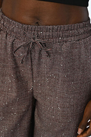 KADIN BELİ LASTİKLİ BOL PAÇA PUL İŞLEMELİ PANTOLON