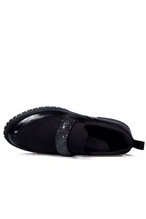 SAPİN Kadın Siyah Streç Loafer Babet 69549