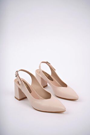 Sapin Sivri Burun  Orta Kalın Topuklu Arkası Açık Kadın Ayakkabı (TAM KALIP KULLANDIĞINIZ BEDEN ÖNER