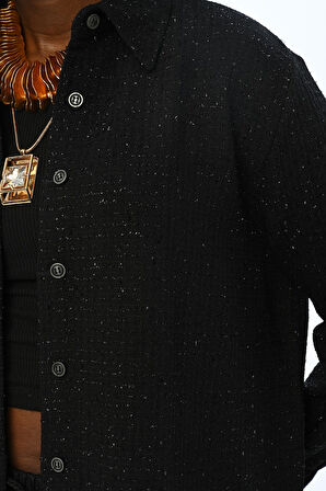 KADIN SİM DETAYLI OVERSİZE KESİM GÖMLEK