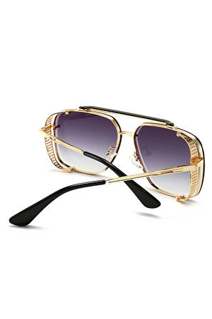 Sanches  Kadın Erkek Tarz Steampunk Altın Çerçeve Siyah Uv400 Korumalı Cam Pk003alsy