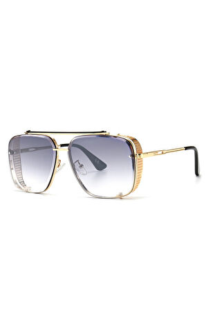 Sanches  Kadın Erkek Tarz Steampunk Altın Çerçeve Füme Flash Kaplamalı Uv400 Korumalı Cam Pk003alfmf