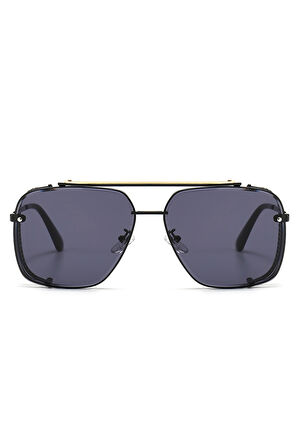 Sanches  Kadın Erkek Tarz Steampunk Siyah Çerçeve Siyah Uv400 Korumalı Cam Pk003sysy