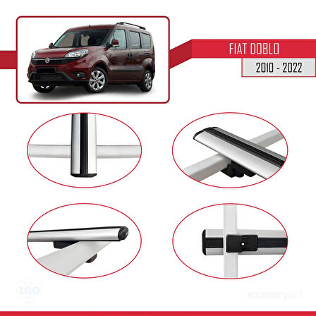 Fiat Doblo 2 2010-2022 Arası ile Uyumlu BASIC Model Ara Atkı Tavan Barı Gri 3 Adet