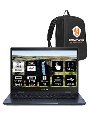 ASUS Expertbook B3 Flip i5 1335U 16GB RAM 2TB SSD 14" FHD W11P Dokunmatik Bilgisayar & PER4 ÇANTA