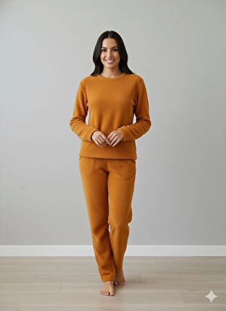 KADIN HARDAL PELUŞ PİJAMA TAKIM