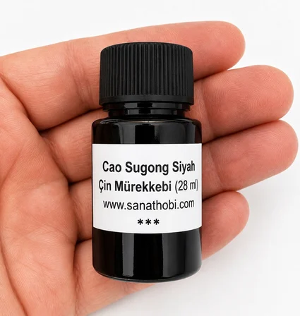 Cao sugong çin mürekkebi, kaligrafi, hat, çizim, fırça mürekkebi siyah ink 28ml-1 Ad