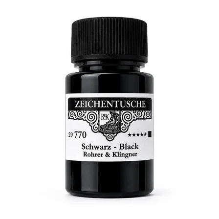 Rohrer&Klingner 770 siyah renk çizim mürekkebi orj. dolum, kaligrafi, hat, çizim 28ml-1 Ad