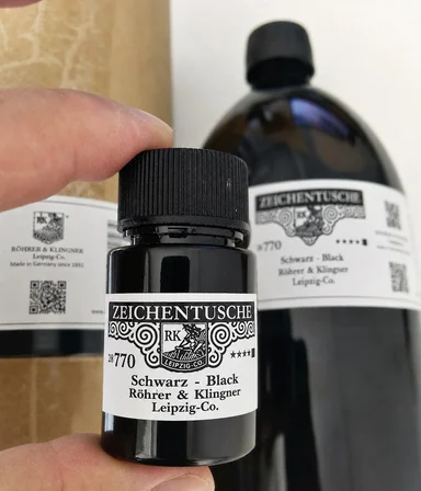 Rohrer&Klingner 770 siyah çizim mürekkebi orj. dolum, çizim, kaligrafi, hat 28ml-2 Ad