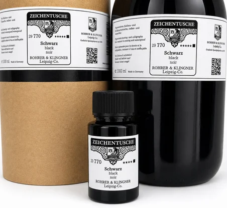 Rohrer&Klingner 770 siyah çizim mürekkebi orj. dolum, çizim, kaligrafi, hat 28ml-2 Ad