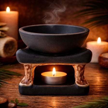 Uretti - Okay 5711 0051 Seramik Dekoratif Fil Tasarımlı Buhurdanlık - Tealight Mum ve Yağ Hediyeli