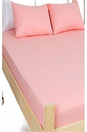 MORE  HOME ÇİFT KİŞİLİK LASTİKLİ ÇARŞAF SETİ + 2 YASTIK KILIFI 180x200 SOMON 