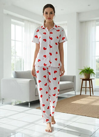 KADIN DÜĞMELİ PİJAMA TAKIMI