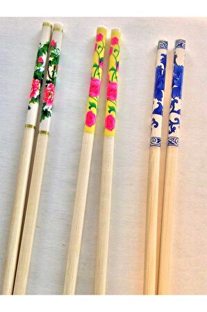 - 2'li 3 Adet Bambu Chopsticks Çin Yemek Çubuğu