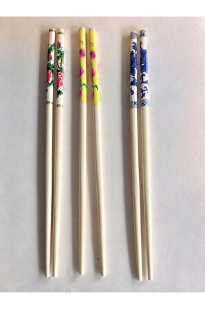 - 2'li 3 Adet Bambu Chopsticks Çin Yemek Çubuğu