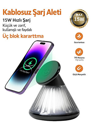 Şarj İstasyonlu Başucu Lambası Manyetik 15W Ayarlanabilir Parti Aydınlatması için Modern Tasarımı