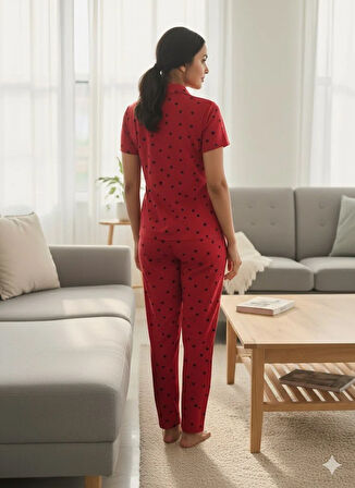 KADIN YAZLIK DÜĞMELİ PİJAMA TAKIM