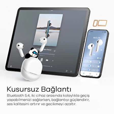 Air 5 Lite Bluetooth 5.4 Versiyon Çift Telefon Destekli Bluetooth Kulaklık