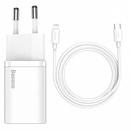 Baseus Lightning - Type-C 20 Watt Hızlı Şarj Aleti Beyaz