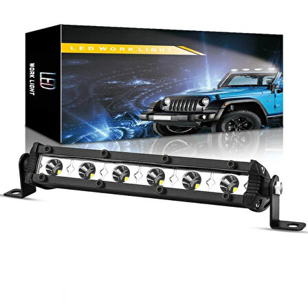18W 17cm Düz Tek Sıra Üniversal Delici Sis Lambası Led Bar