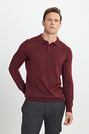 Standart Fit Normal Kesim Polo Yaka Triko Kazak