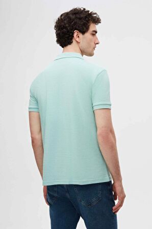 Ds Damat Regular Fit Açık Turkuaz Pike Dokulu %100 Pamuk Kıvrılmaz Polo Yaka Nakışlı T-Shirt 4HC14ORT51000