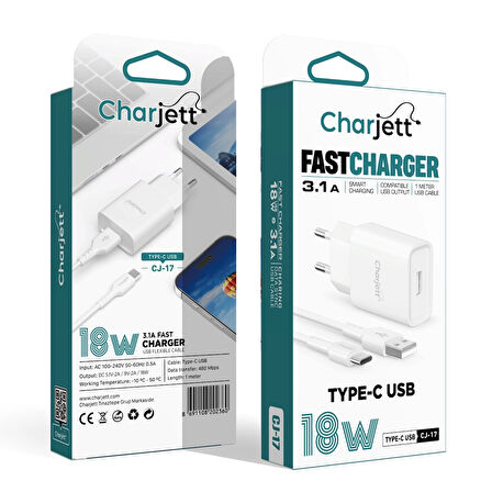 3.1A 18 Watt Uyumlu TYPE-C Seyahat Şarj Seti
