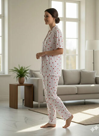 KADIN DÜĞMELİ PİJAMA TAKIM