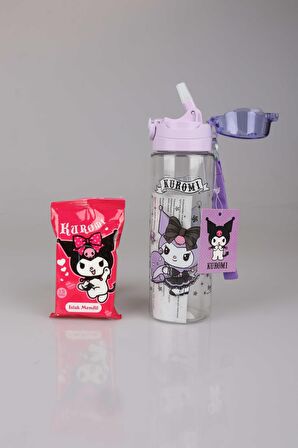 YENİ SEZON LİSANSLI KUROMI TRITAN MATARA 700 ML "KUROMI ISLAK MENDİL HEDİYELİ"