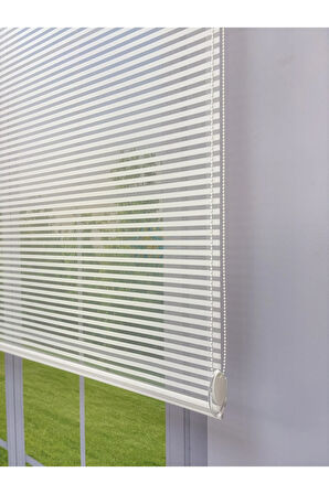 LUNA Serisi Beyaz Tül Beyaz Stor Perde Işık Kontrollü, Çift Mekanizmalı, Kolay Montaj