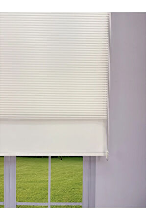 LUNA Serisi Beyaz Tül Beyaz Stor Perde Işık Kontrollü, Çift Mekanizmalı, Kolay Montaj