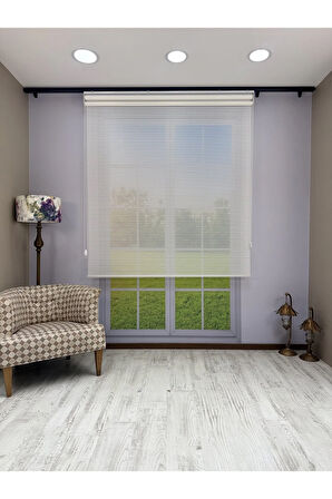 LUNA Serisi Beyaz Tül Beyaz Stor Perde Işık Kontrollü, Çift Mekanizmalı, Kolay Montaj