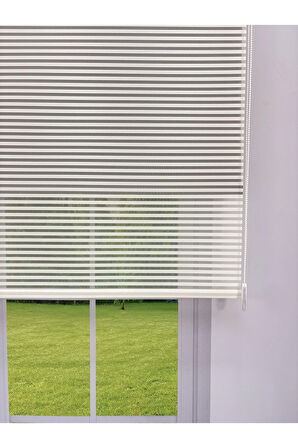 LUNA Serisi Beyaz Tül Antrasit Gri Stor Perde Işık Kontrollü, Çift Mekanizmalı, Kolay Montaj