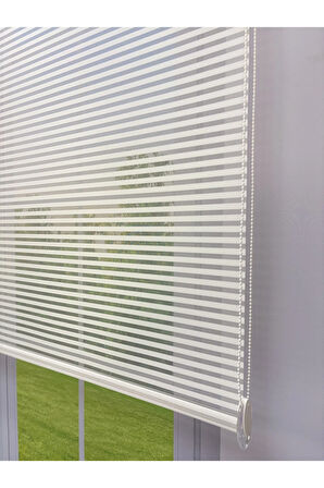 LUNA Serisi Beyaz Tül Siyah Stor Perde Işık Kontrollü, Çift Mekanizmalı, Kolay Montaj