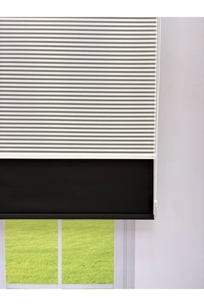 LUNA Serisi Beyaz Tül Siyah Stor Perde Işık Kontrollü, Çift Mekanizmalı, Kolay Montaj