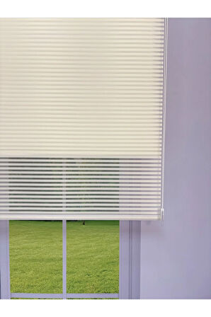 LUNA Serisi Ekru Tül Ekru Stor Perde Işık Kontrollü, Çift Mekanizmalı, Kolay Montaj