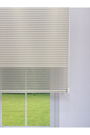 LUNA Serisi Açık Gri Tül Beyaz Stor Perde Işık Kontrollü, Çift Mekanizmalı, Kolay Montaj