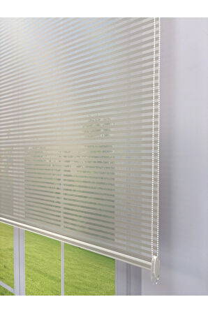 LUNA Serisi Açık Gri Tül Açık Gri Stor Perde Işık Kontrollü, Çift Mekanizmalı, Kolay Montaj