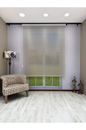 LUNA Serisi Açık Gri Tül Açık Gri Stor Perde Işık Kontrollü, Çift Mekanizmalı, Kolay Montaj