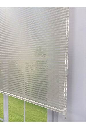 LUNA Serisi Açık Gri Tül Antrasit Gri Stor Perde Işık Kontrollü, Çift Mekanizmalı, Kolay Montaj