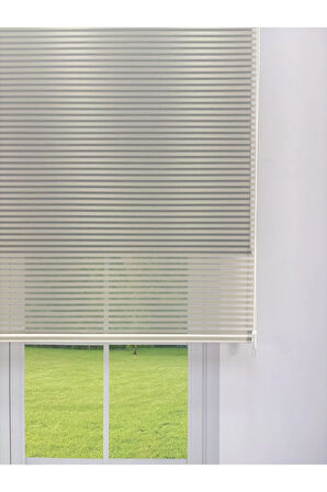 LUNA Serisi Açık Gri Tül Siyah Stor Perde Işık Kontrollü, Çift Mekanizmalı, Kolay Montaj