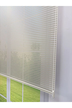 LUNA Serisi Açık Gri Tül Siyah Stor Perde Işık Kontrollü, Çift Mekanizmalı, Kolay Montaj