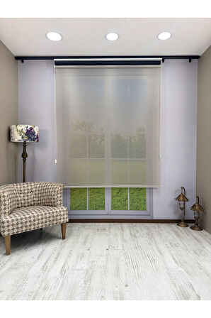 LUNA Serisi Açık Gri Tül Siyah Stor Perde Işık Kontrollü, Çift Mekanizmalı, Kolay Montaj