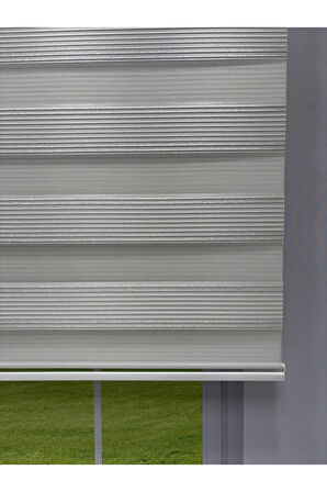 ANKA Serisi Gri Simli Zebra Perde – Gündüz Gece Kullanım, Stor Mekanizmalı