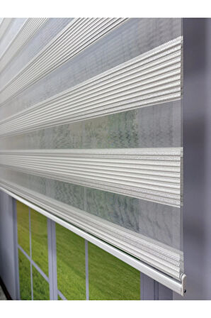 ANKA Serisi Gri Simli Zebra Perde – Gündüz Gece Kullanım, Stor Mekanizmalı