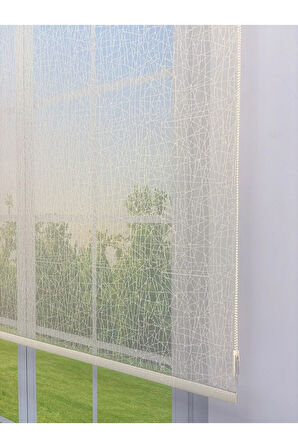 OLYMPOS Serisi – Kırçıllı Desenli Çift Mekanizmalı Bej Tül Stor Krem Perde